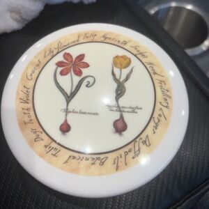 Vintage Melamine Cloverleaf  Flowers Coaster Set of 6 & Holder